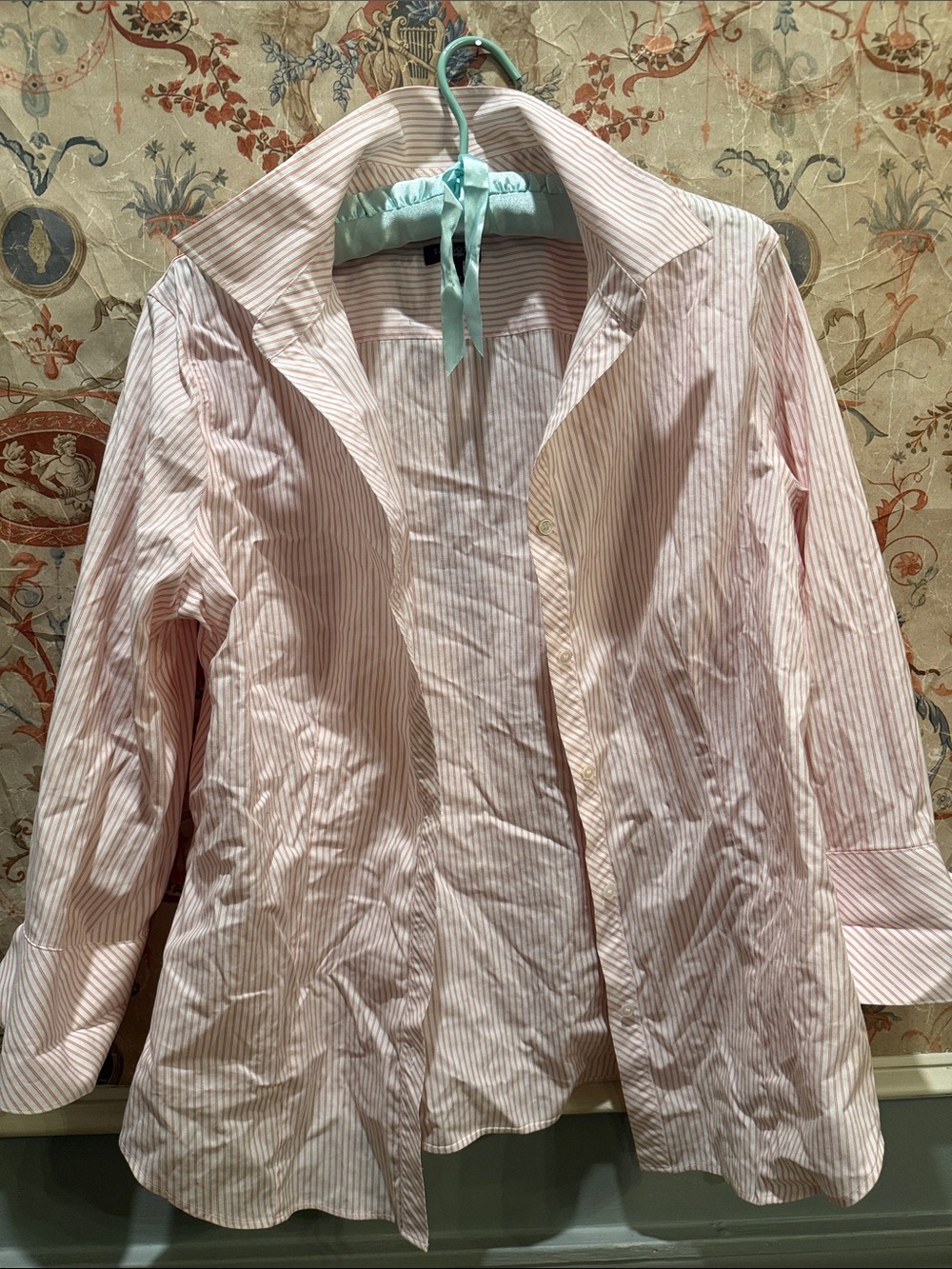 Talbots Pink and White Striped Button-Down Shirt